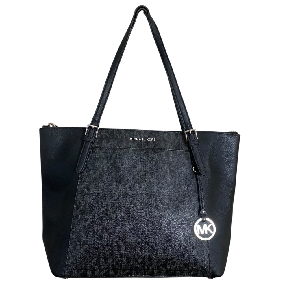 Michael Kors Ciara Large Signature MK Logo Genuine Leather Top Zip Tote Handbag - Picture 2 of 14